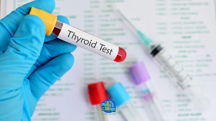 A blood vial that says "thyroid test"