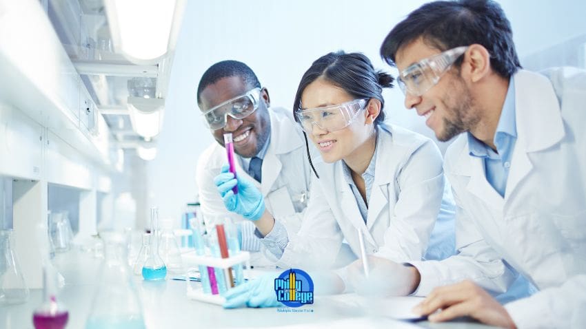 a group of people working in a laboratory