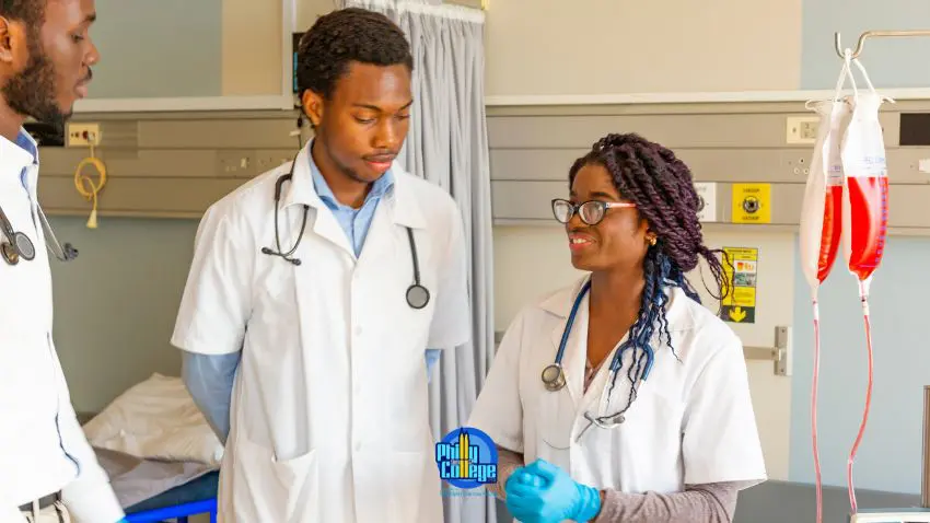 diverse group of medical students in lab