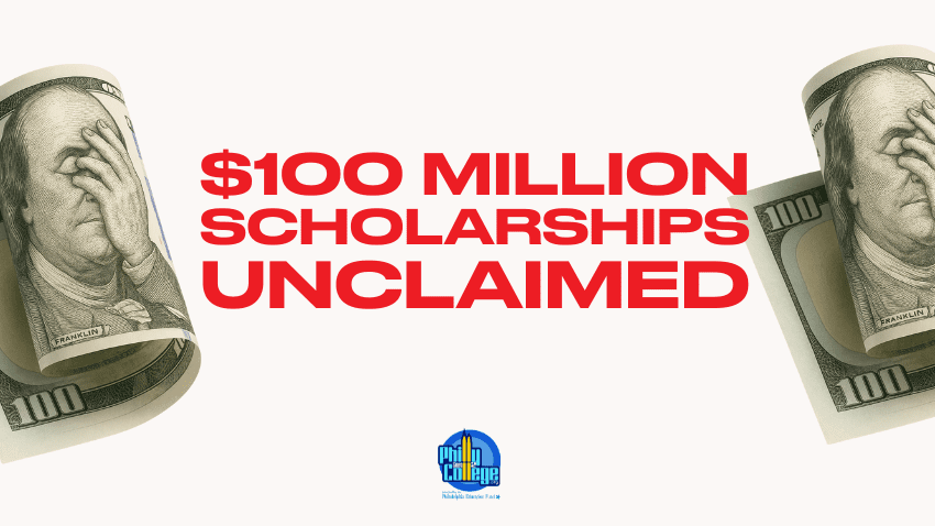 $100 Million Scholarships unclaimed between two $100 dollar bills