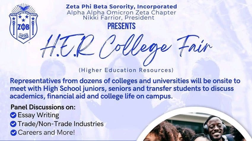 Top half of HER College Fair flyer